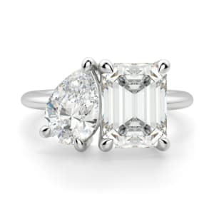 Toi et Moi Emerald and Pear Cut default, 14k white gold,