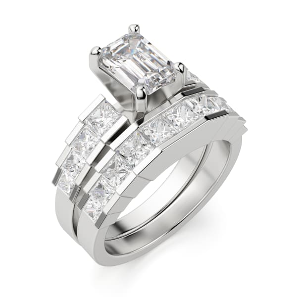 Cinderella Staircase Emerald Cut Engagement Ring