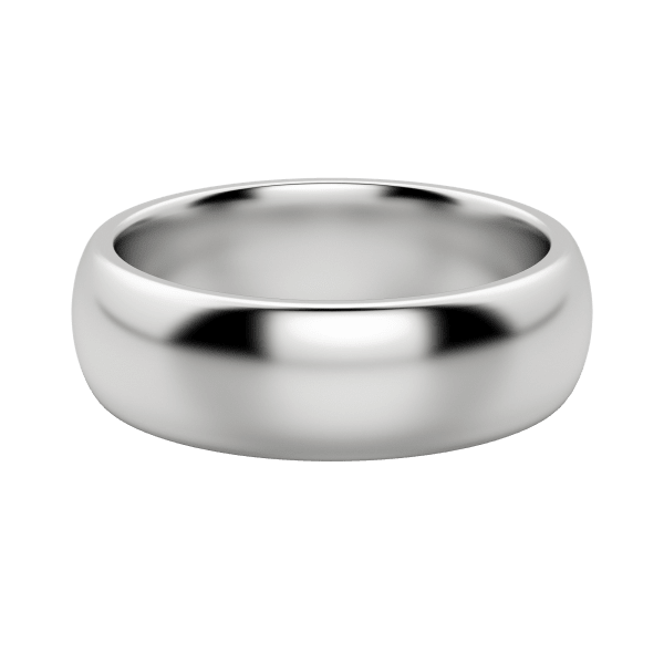 White Titanium Wedding Band Domed Classic Ring 6mm Brushed Center 
