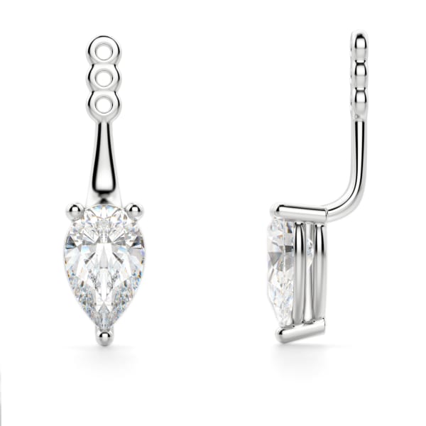 White gold finish Single Stone Created diamond necklace Droplet earring Set 