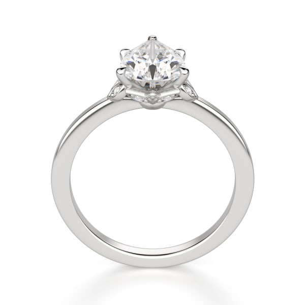 3.60 Carat Prong Style Pear Cut Diamond 14k White Gold Antique Engagement Ring 