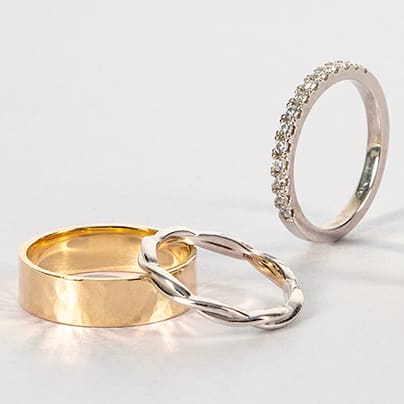 Heart Shaped Matching Wedding Anniversary Ring With Band For Him And Her In  14K Yellow Gold | Fascinating Diamonds