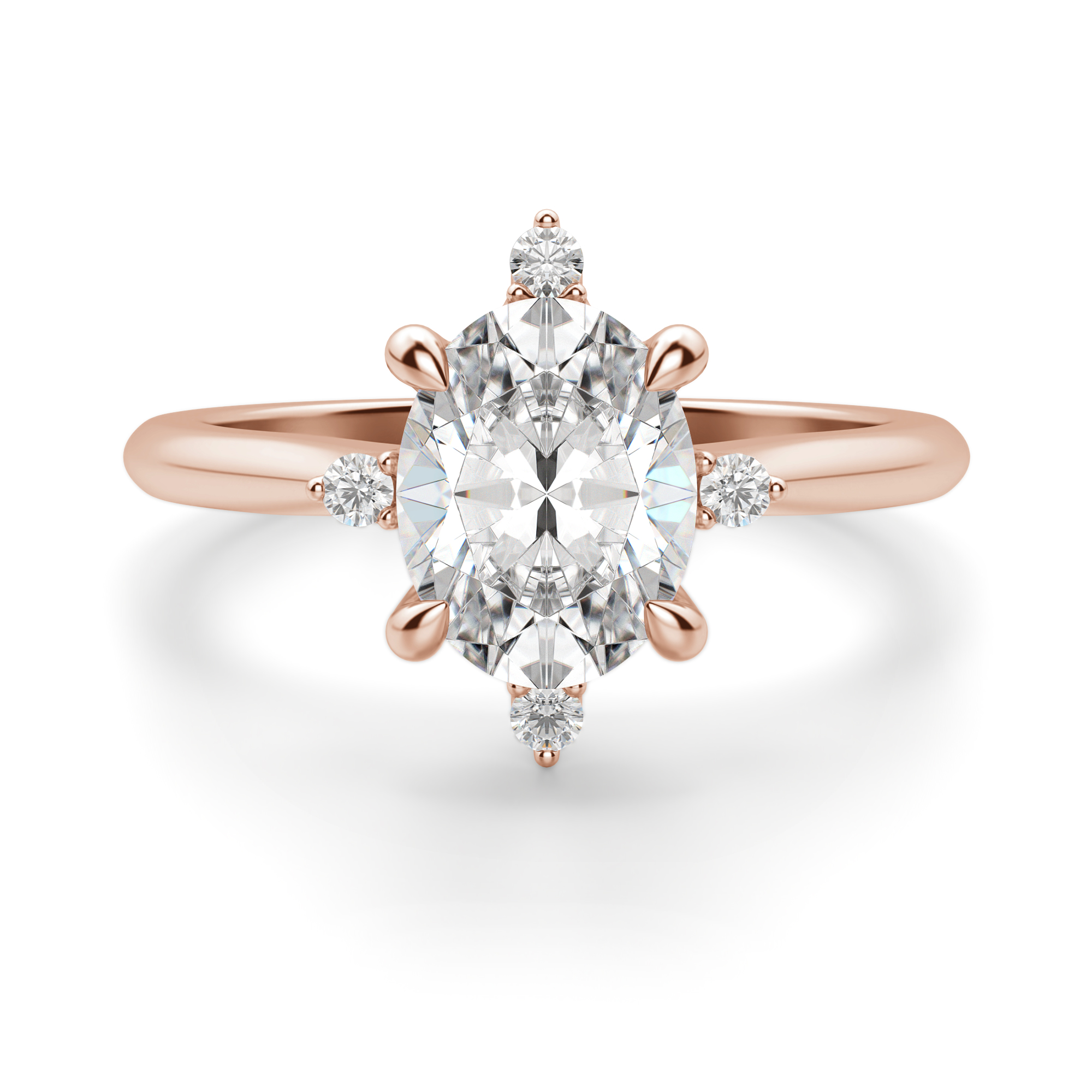 

Compass Classic Oval Cut Engagement Ring 1 Ct. DEW Center in White | 14K Rose Gold by Diamond Nexus