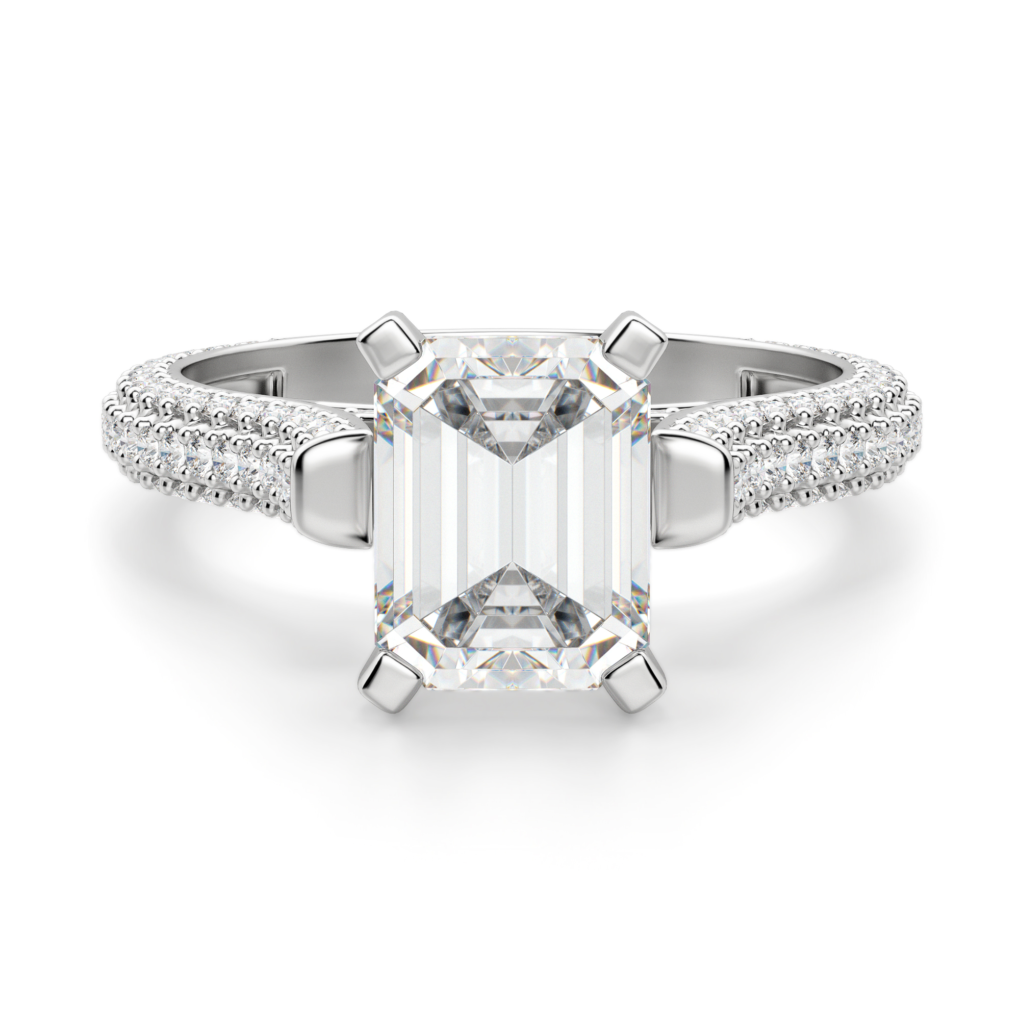 

Moissanite Seine Emerald Cut Engagement Ring ½ Ct. DEW Center | 14K White Gold by Diamond Nexus