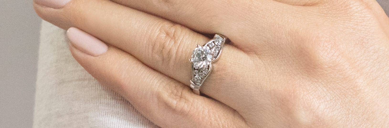 Simulated diamond engagement ring.