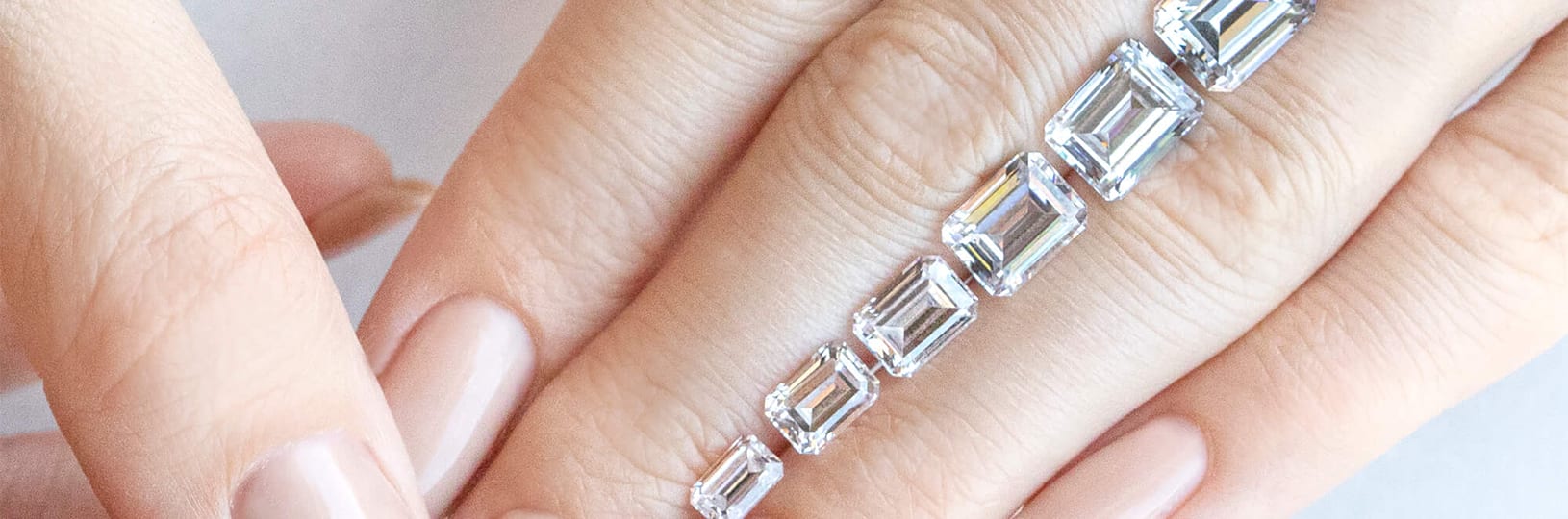 Emerald cut stones compared by carat size
