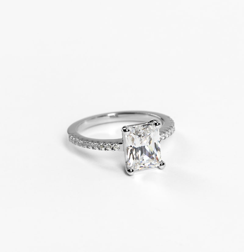 An accented white gold engagement ring